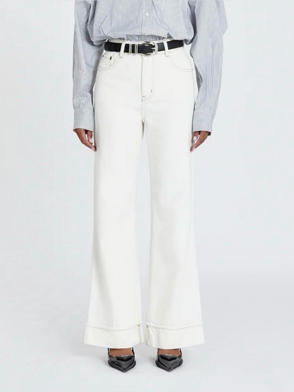 DISSH Sutton Cream Turnback Hem Jean size 6 Wide Leg - Picture 2 of 7